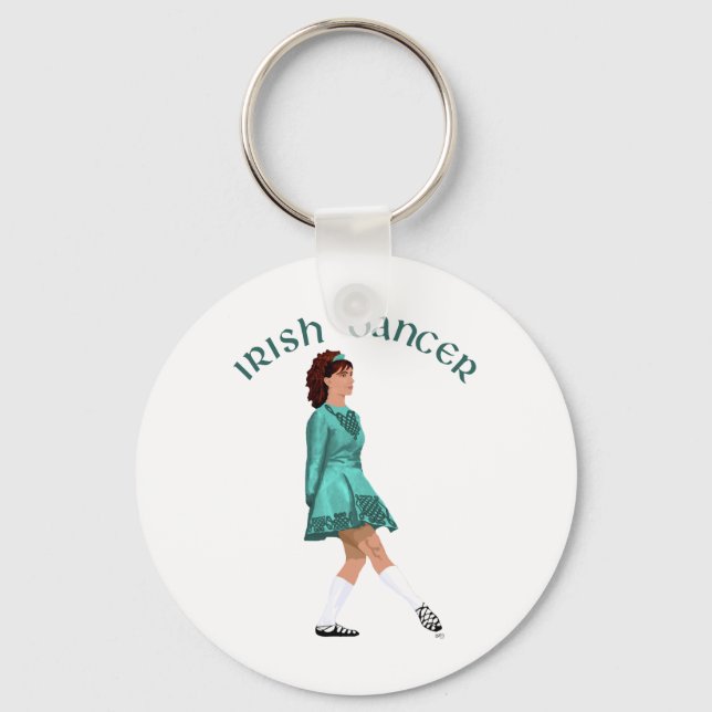 Irish Step Dancer - Teal Key Ring (Front)
