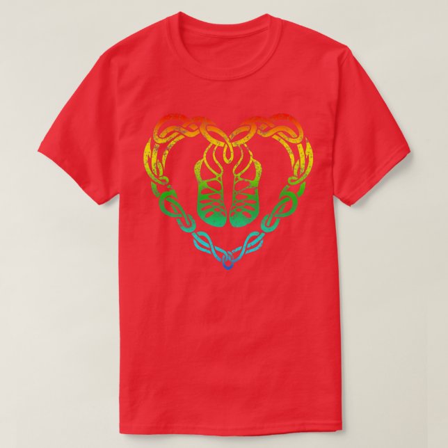 Irish Step Dancing Celtic Knot Heart  Gift  T-Shirt (Design Front)