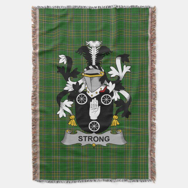  Irish Strong Coat of Arms Family Crest Ireland Throw Blanket (Front Vertical)