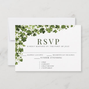 Irish Stylised Shamrock Leafy Foliage RSVP Card