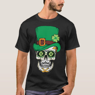 Irish Sugar Skull Shamrock Skeleton St Patrick s D T-Shirt