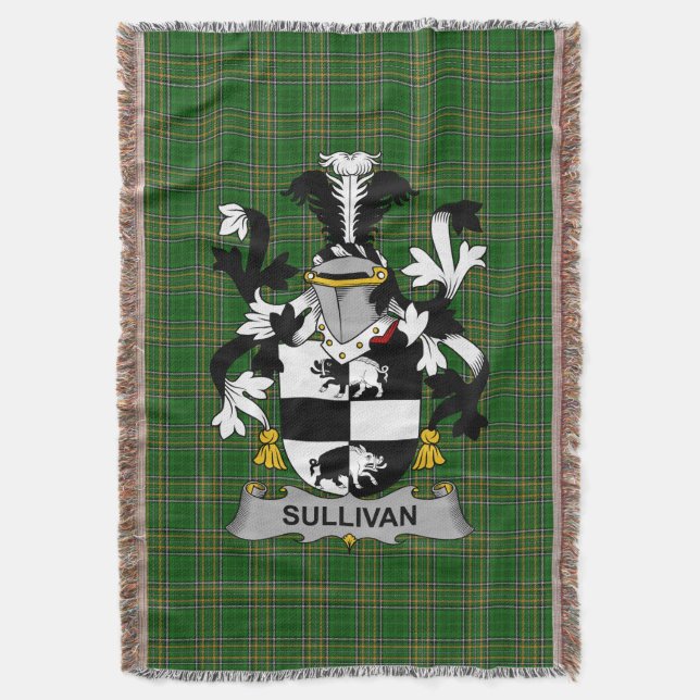 Irish Sullivan or O_Sullivan (Beare) Coat of Arms Throw Blanket (Front Vertical)