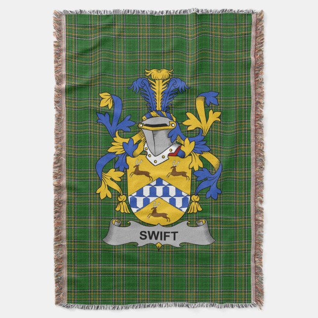  Irish Swift Coat of Arms Family Crest Ireland Throw Blanket (Front Vertical)
