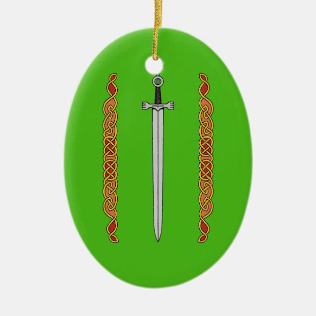 Irish Sword and Knotwork Ceramic Tree Decoration (Front)