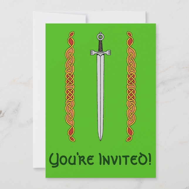 Irish Sword and Knotwork Invitation (Front)