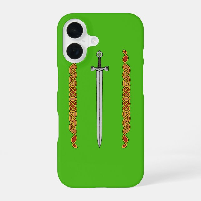 Irish Sword and Knotwork iPhone 16 Case (Back)