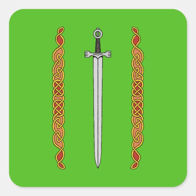 Irish Sword and Knotwork Square Sticker (Front)