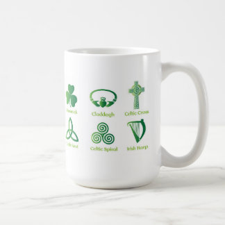 Irish symbols coffee mug, Irish Heritage, Celtic Coffee Mug