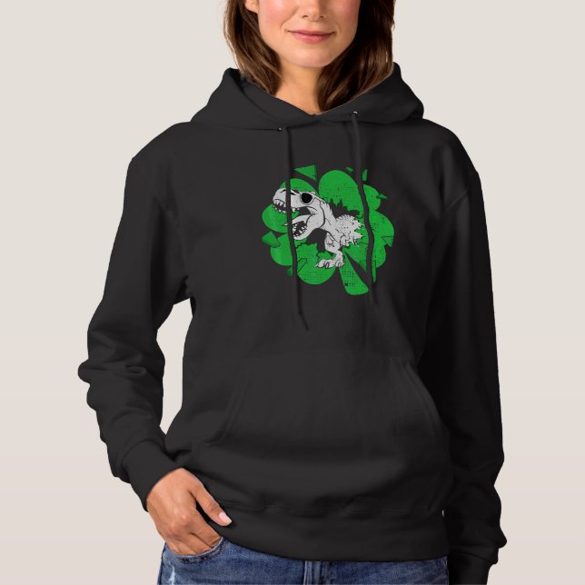 Irish T Rex Dinosaur St Patricks Day Funny Boys Ki Hoodie (Front)