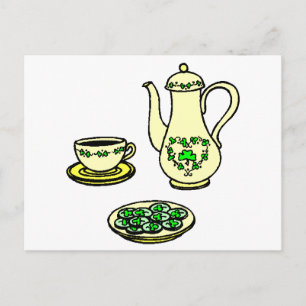 Irish Tea Set St. Patrick's Day Postcard