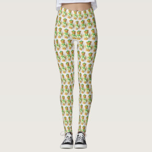 Irish Teddy Bear St. Pat'rick's Day-Print Leggings