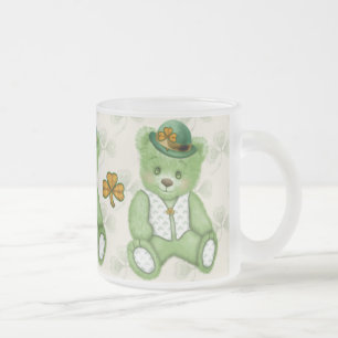 Irish Teddybear - Green Frosted Glass Coffee Mug