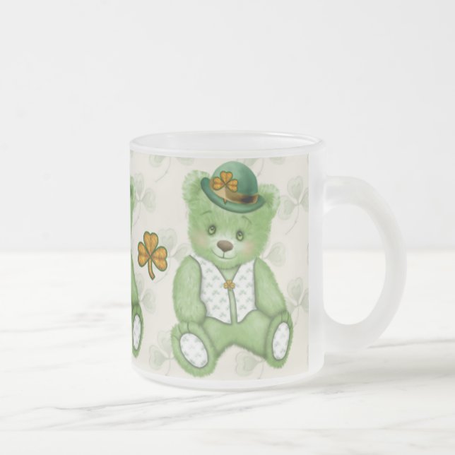 Irish Teddybear - Green Frosted Glass Coffee Mug (Right)