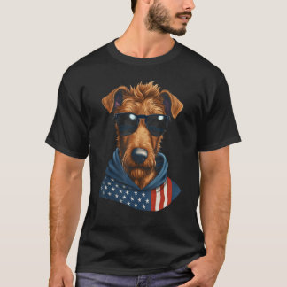 Irish Terrier American Flag USA Tee 4th July Gifts
