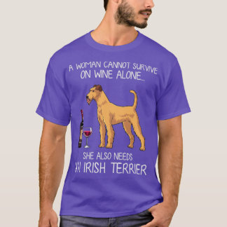 Irish Terrier and wine Funny dog  T-Shirt