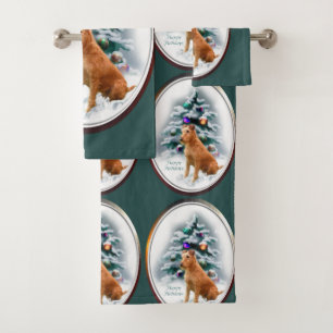 Irish Terrier Christmas Bath Towel Set