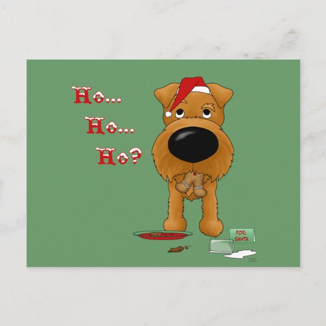 Irish Terrier Christmas Holiday Postcard (Front)