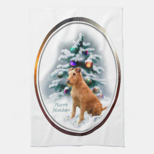 Irish Terrier Christmas Tea Towel