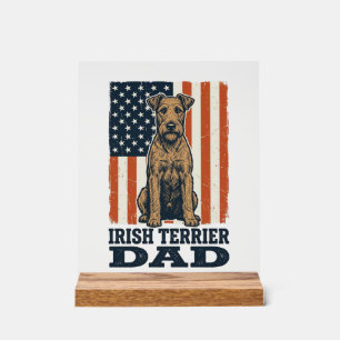 Irish Terrier Dad Patriotic Vintage Acrylic Sign