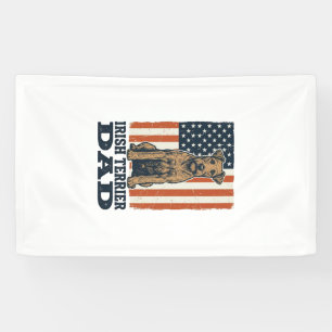 Irish Terrier Dad Patriotic Vintage Banner