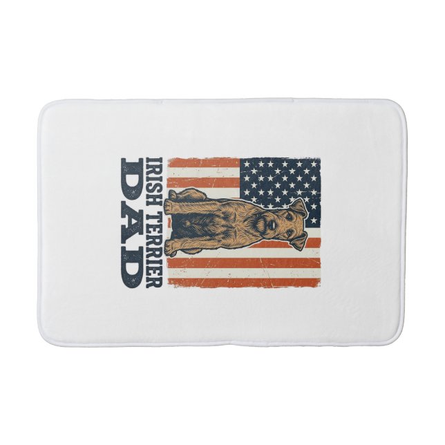 Irish Terrier Dad Patriotic Vintage Bath Mat (Front)