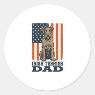 Irish Terrier Dad Patriotic Vintage Classic Round Sticker