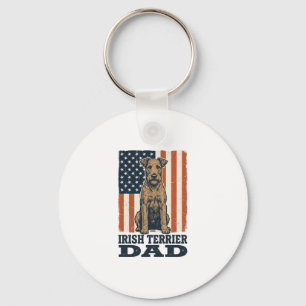 Irish Terrier Dad Patriotic Vintage Key Ring