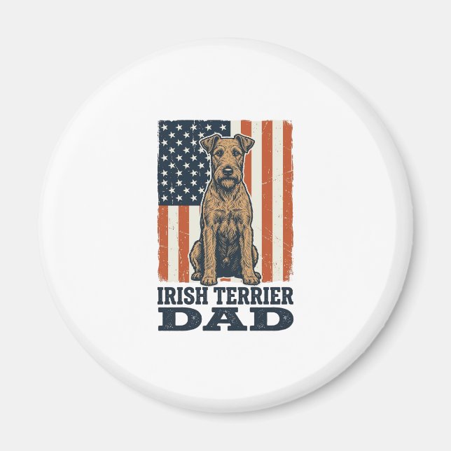 Irish Terrier Dad Patriotic Vintage Magnet (Front)