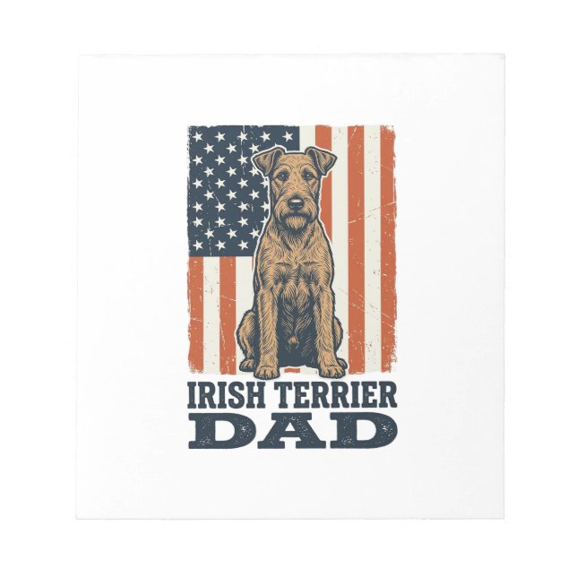 Irish Terrier Dad Patriotic Vintage Notepad (Front)