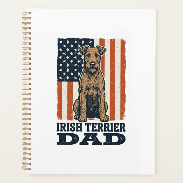 Irish Terrier Dad Patriotic Vintage Planner (Front)