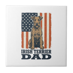Irish Terrier Dad Patriotic Vintage Tile