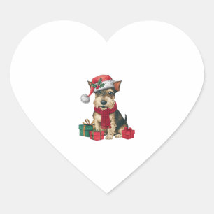 Irish Terrier Dog Christmas Parties Holiday Santa Heart Sticker
