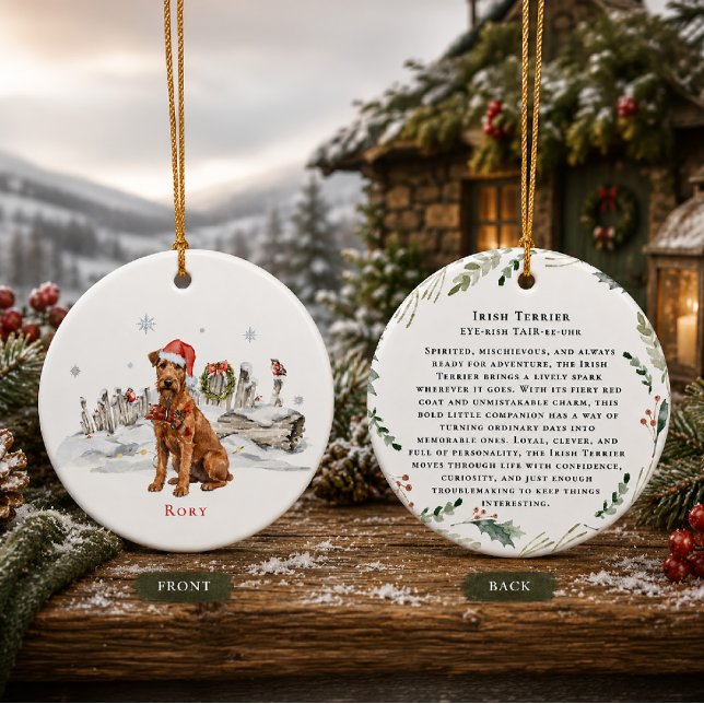 Irish Terrier Dog Monogram Ceramic Tree Decoration (Creator Uploaded)