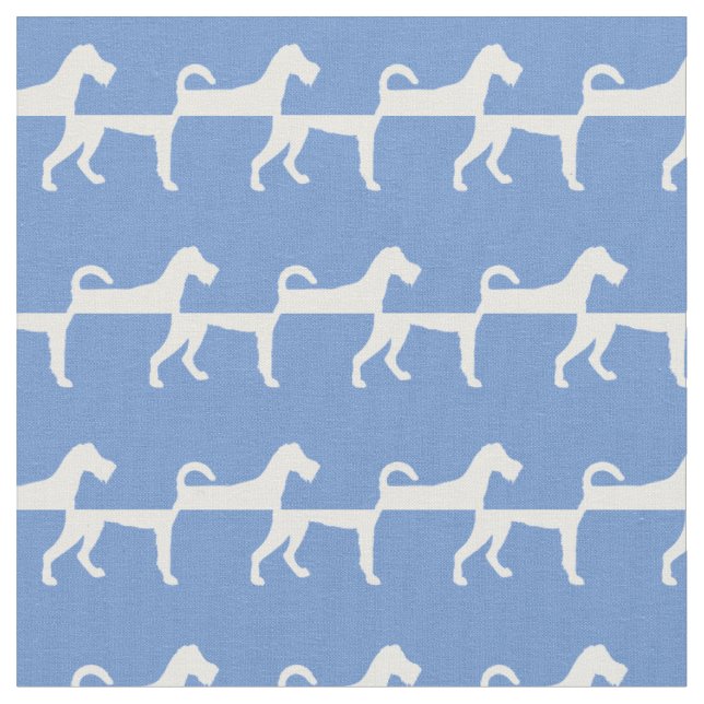 Irish Terrier Dog Silhouette Pet Light Blue Fabric (Close Up)