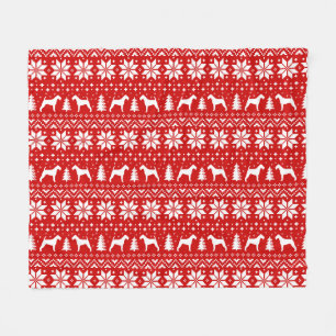 Irish Terrier Dog Silhouettes Christmas Holiday Fleece Blanket