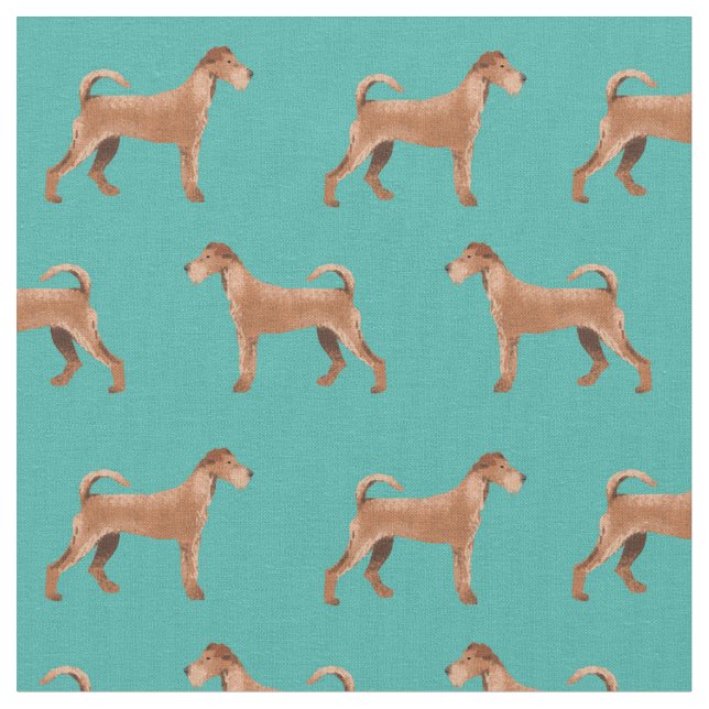 Irish terrier dogs turquoise fabric (Close Up)