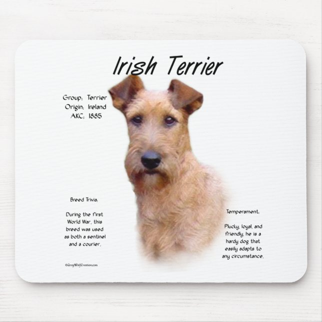 Irish Terrier History Design Mouse Mat (Front)