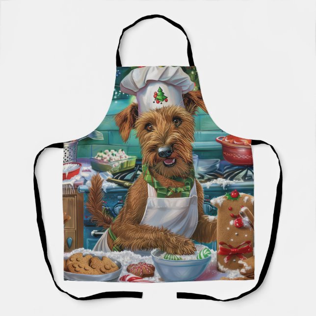 Irish Terrier Holiday Baking: Festive Christmas Apron (Front)