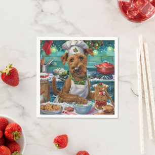 Irish Terrier Holiday Baking: Festive Christmas Napkin