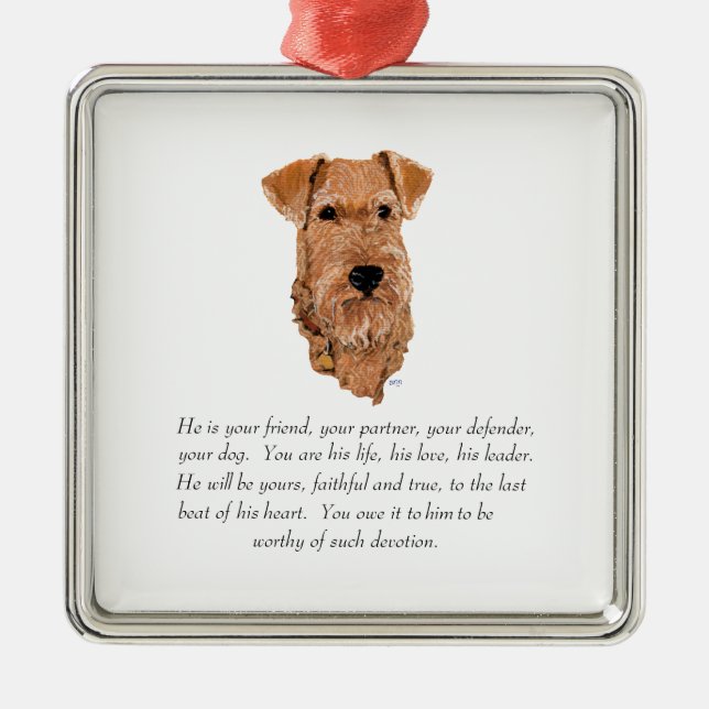 Irish Terrier Keepsake - Male Metal Tree Decoration (Front)