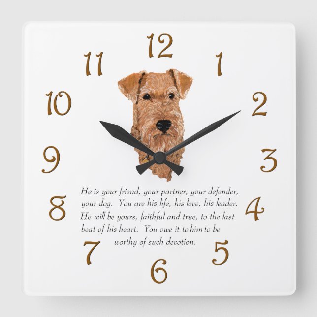Irish Terrier Keepsake - Male Square Wall Clock (Front)