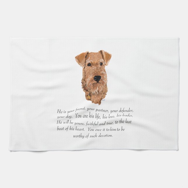 Irish Terrier Keepsake - Male Tea Towel (Horizontal)