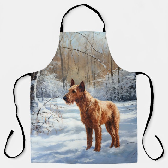 Irish Terrier Let It Snow Christmas Apron (Front)