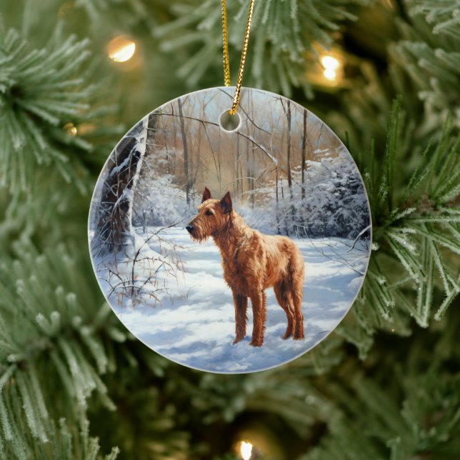 Irish Terrier Let It Snow Christmas Ceramic Tree Decoration (Tree)