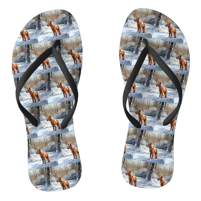 Irish Terrier Let It Snow Christmas Flip Flops (Footbed)