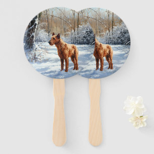 Irish Terrier Let It Snow Christmas Hand Fan