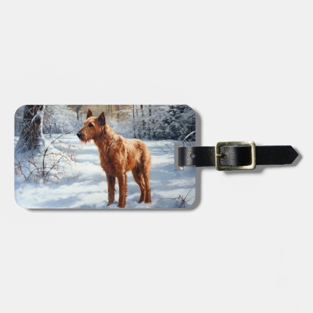 Irish Terrier Let It Snow Christmas Luggage Tag (Front Horizontal)