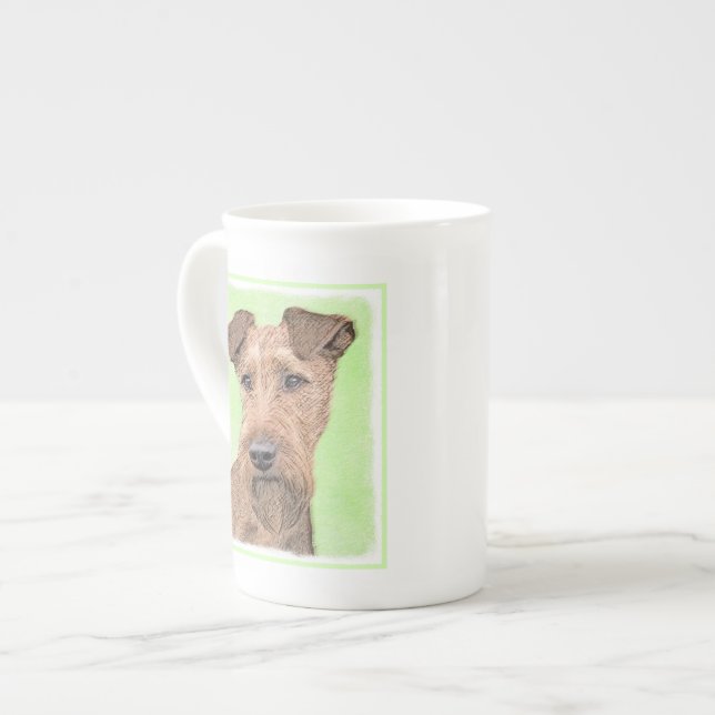 Irish Terrier Painting - Cute Original Dog Art Bone China Mug (Front Left)