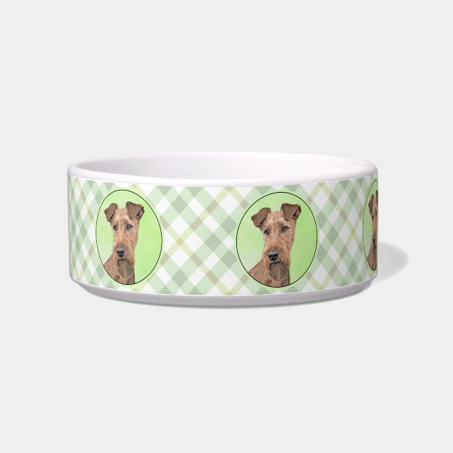 Irish Terrier Painting - Cute Original Dog Art Bowl (Left)