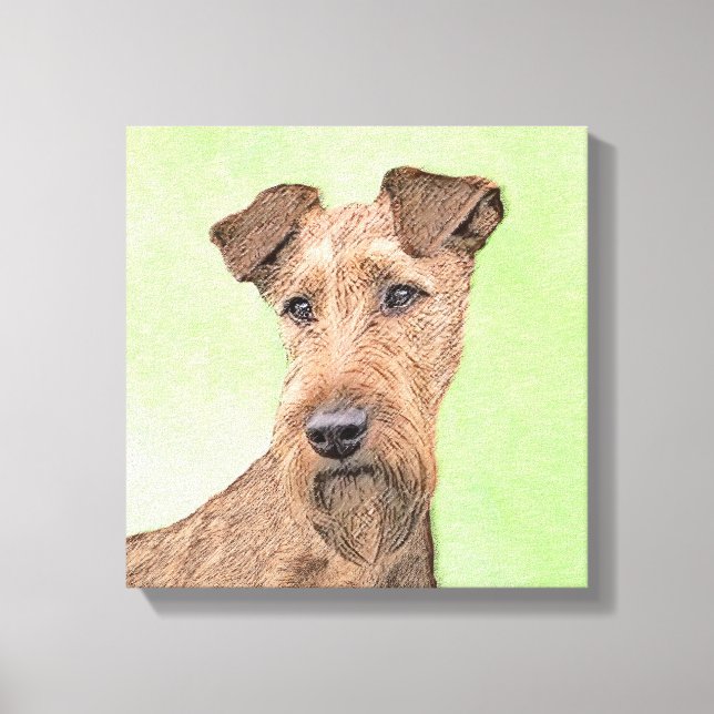 Irish Terrier Painting - Cute Original Dog Art Canvas Print (Front)